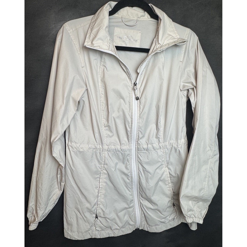 Eddie Bauer Rain Jacket Womens XS Cream Light Beige Windbreaker Packable‎ Coat